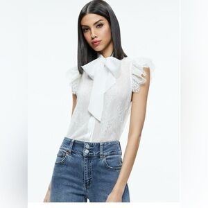 Alice + Olivia Talulah Ruffled Lace Blouse
